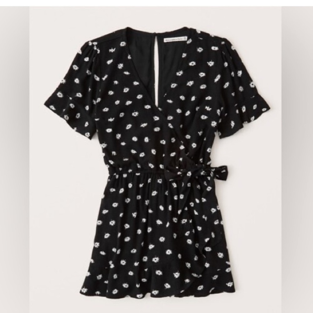 Abercrombie Wrap-Front Black Floral Romper